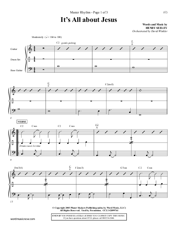 It's All About Jesus Rhythm Chart (Henry Seeley)