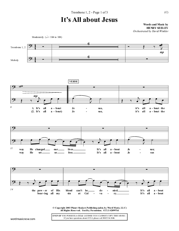 It's All About Jesus Trombone 1/2 (Henry Seeley)
