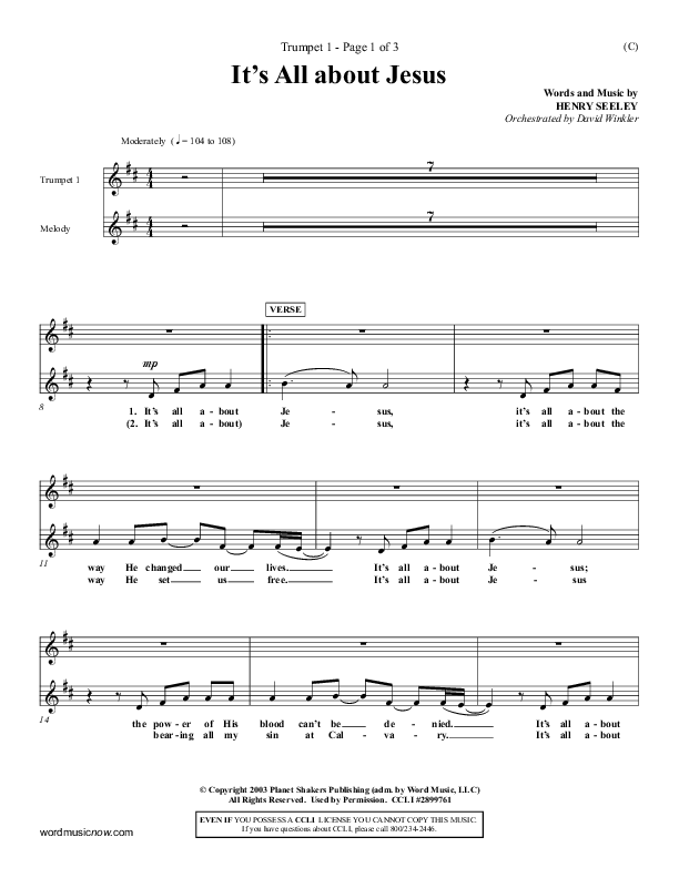 It's All About Jesus Trumpet 1 (Henry Seeley)