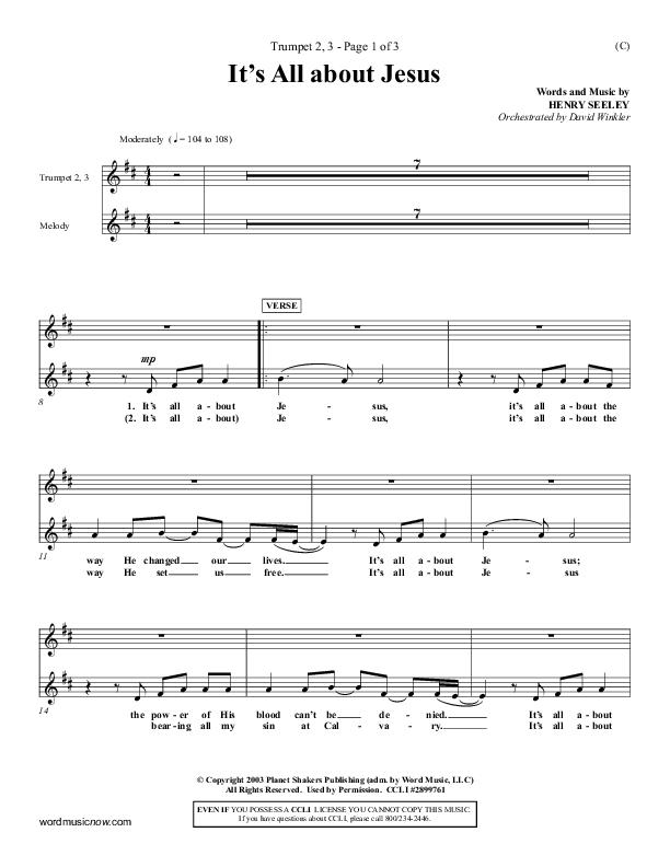 It's All About Jesus Trumpet 2/3 (Henry Seeley)