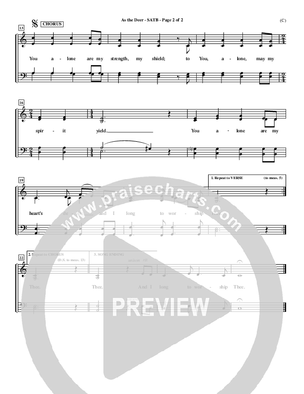 As The Deer Choir Sheet (SATB) (Martin Nystrom)