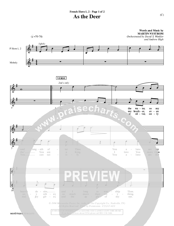 As The Deer French Horn 1/2 (Martin Nystrom)