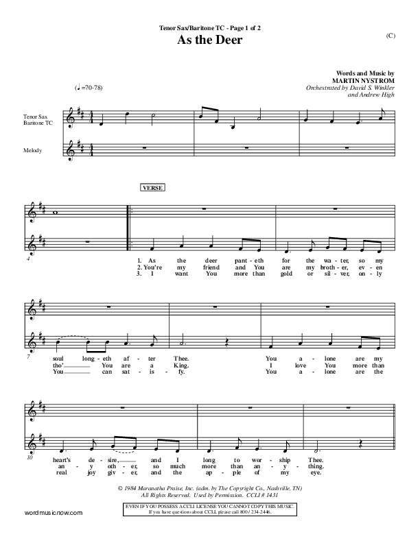 As The Deer Tenor Sax 2 (Martin Nystrom)