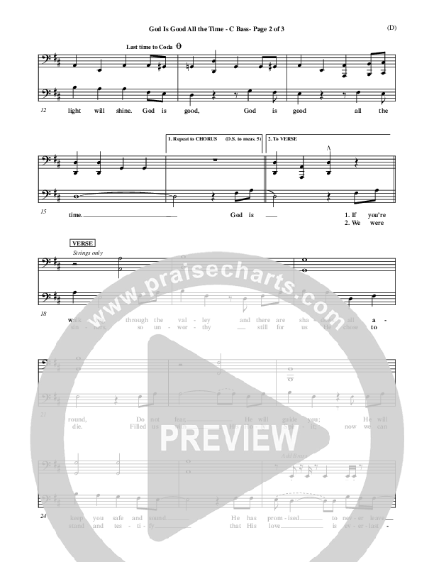 God Is Good All The Time Contrabass (Don Moen)