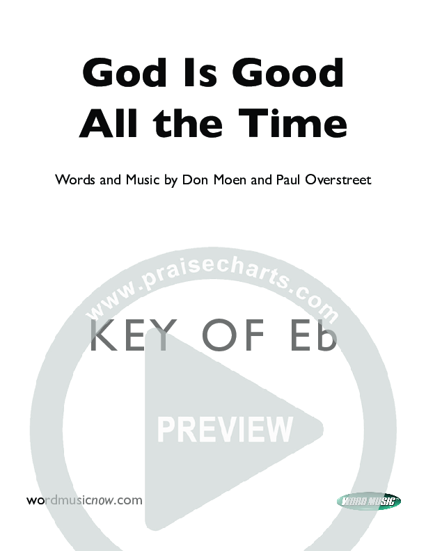 God Is Good All The Time Cover Sheet (Don Moen)
