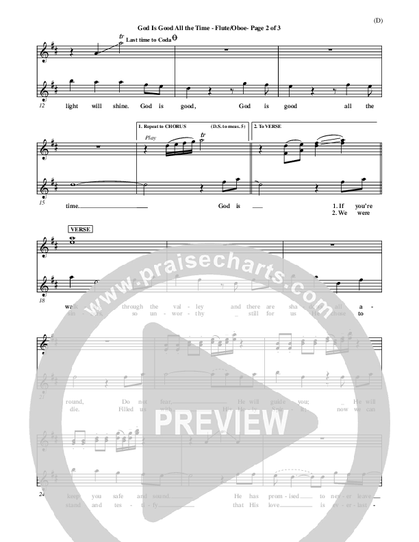 God Is Good All The Time Flute/Oboe (Don Moen)