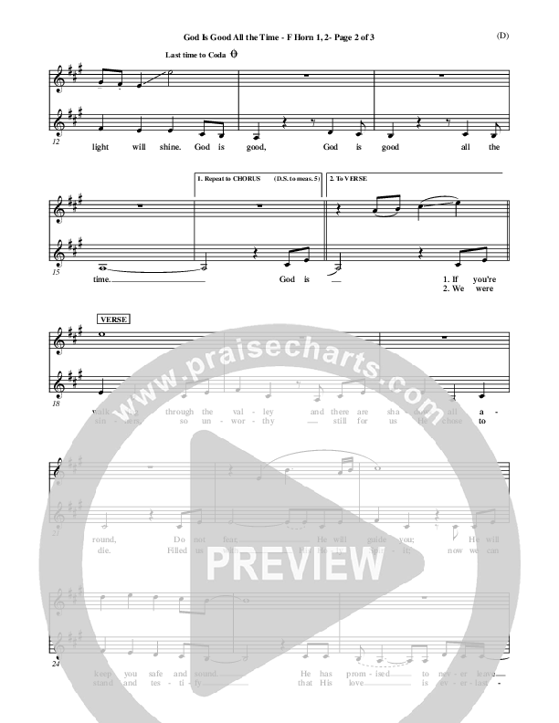 God Is Good All The Time French Horn (Don Moen)