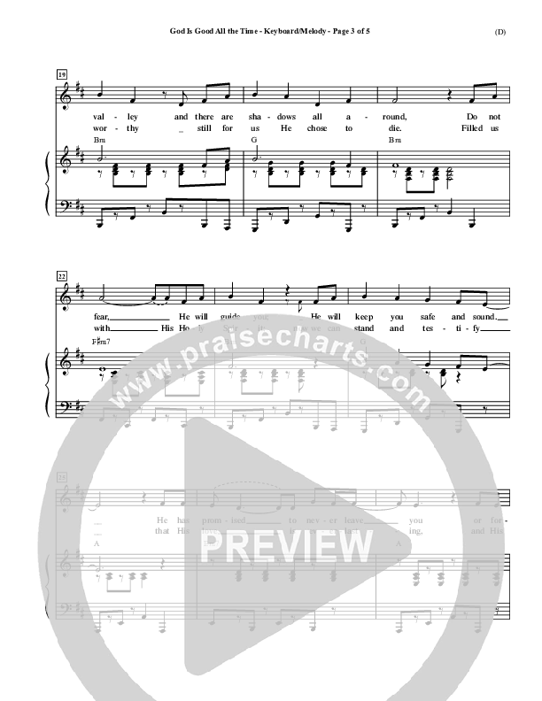 God Is Good All The Time Piano Sheet (Don Moen)