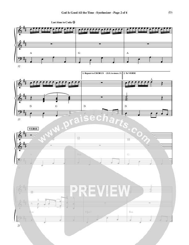 God Is Good All The Time Synth (Don Moen)