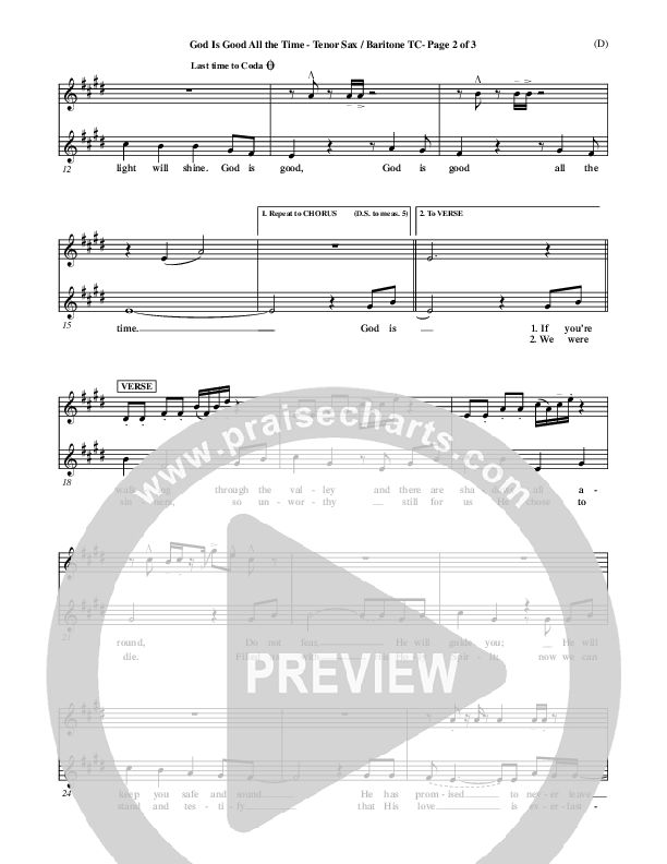 God Is Good All The Time Tenor Sax 1 (Don Moen)