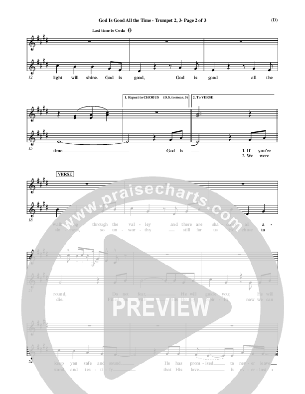 God Is Good All The Time Trumpet 2/3 (Don Moen)