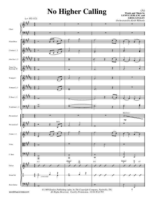 No Higher Calling Conductor's Score (Lenny LeBlanc)