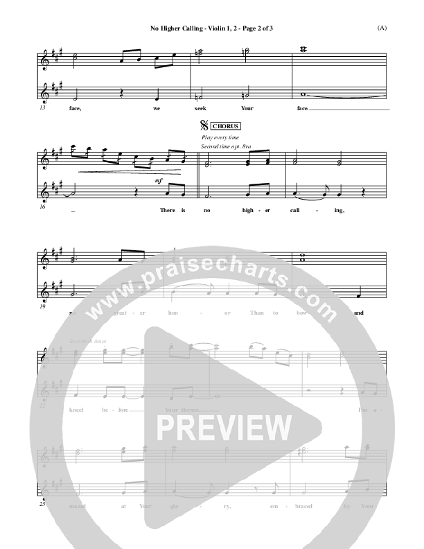 No Higher Calling Violin 1/2 (Lenny LeBlanc)