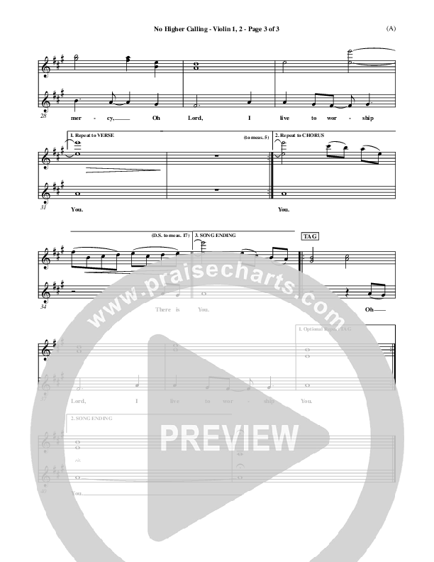 No Higher Calling Violin 1/2 (Lenny LeBlanc)