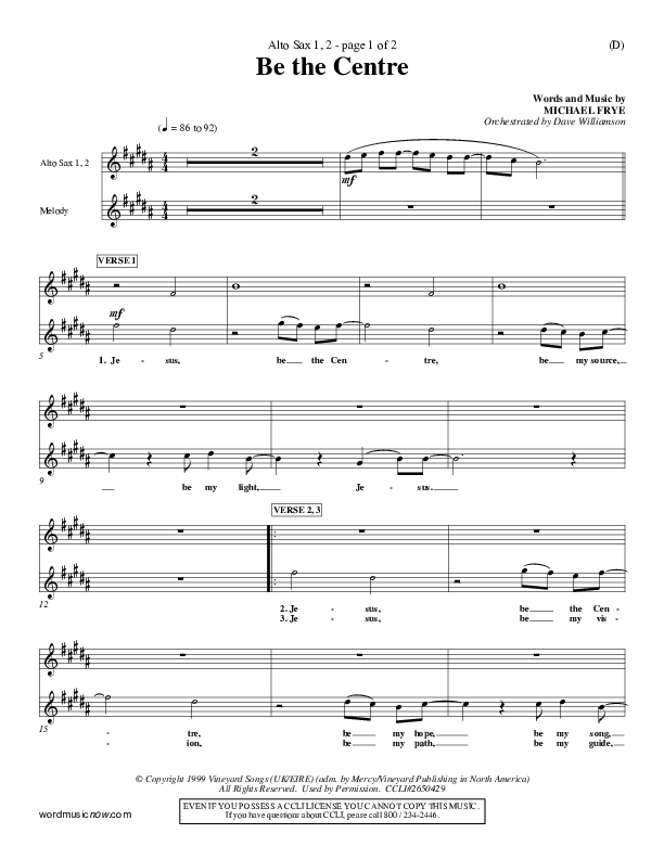 Be The Centre Alto Sax 1/2 (Michael Frye)