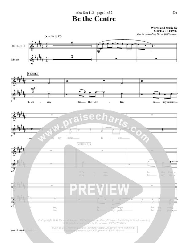 Be The Centre Alto Sax 1/2 (Michael Frye)