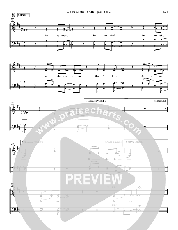 Be The Center Choir Sheet (SATB) (Michael Frye)
