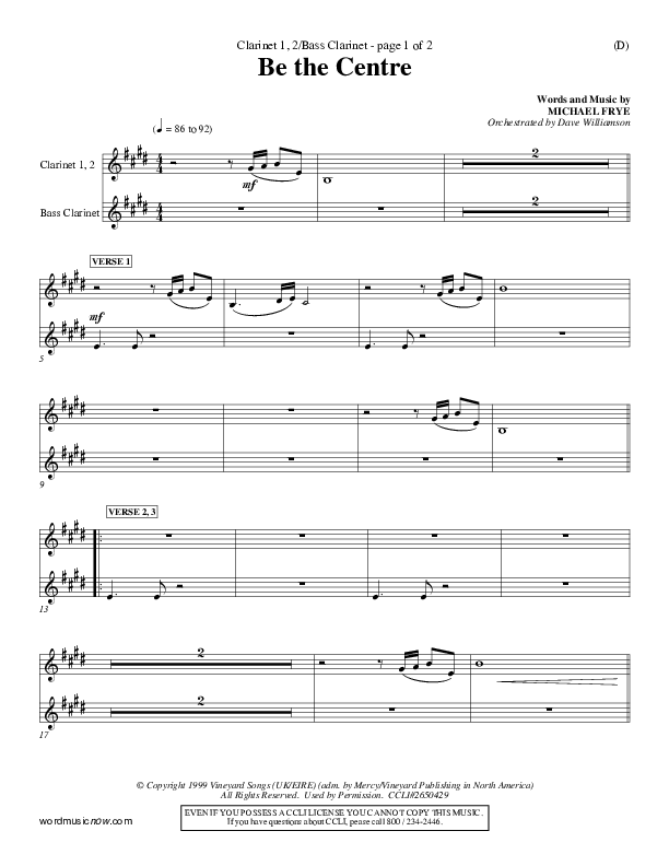 Be The Center Clarinet 1/2, Bass Clarinet (Michael Frye)