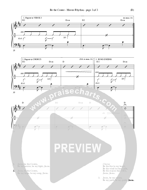 Be The Centre Rhythm Chart (Michael Frye)
