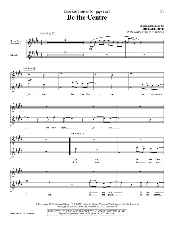 Be The Centre Tenor Sax 2 (Michael Frye)