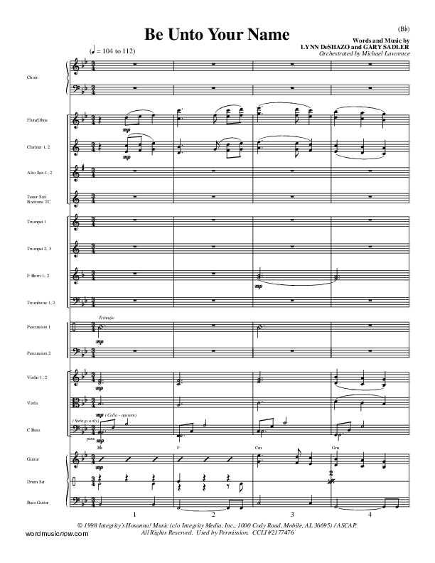 Be Unto Your Name Conductor's Score (Lynn DeShazo)