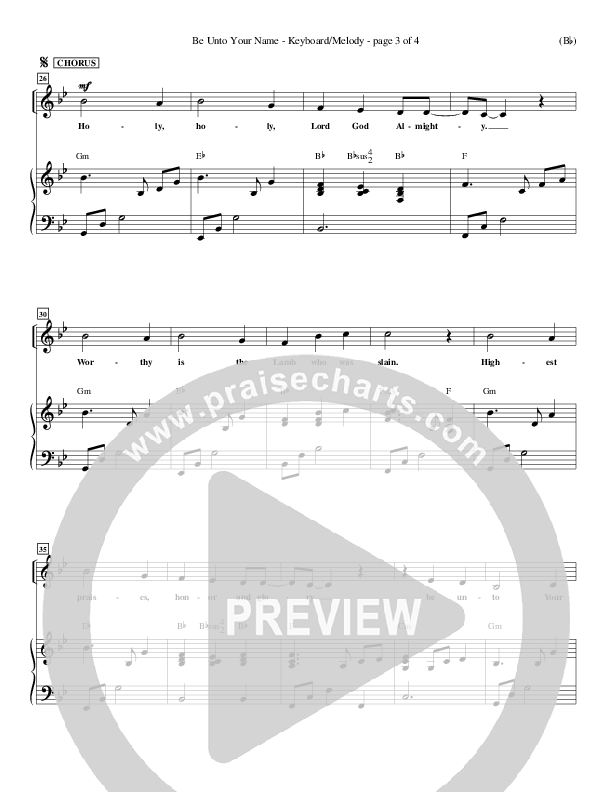 Be Unto Your Name Lead Sheet (Lynn DeShazo)