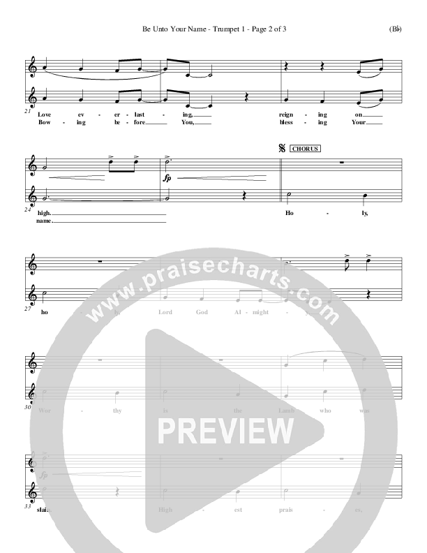 Be Unto Your Name Trumpet 1 (Lynn DeShazo)