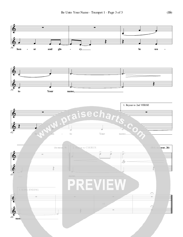 Be Unto Your Name Trumpet 1 (Lynn DeShazo)