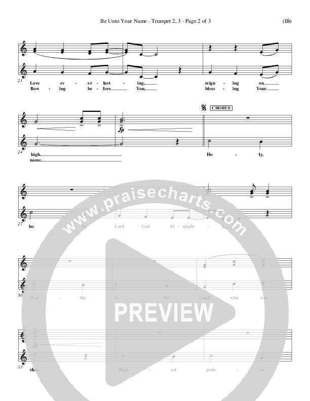 Be Unto Your Name Trumpet 2/3 (Lynn DeShazo)