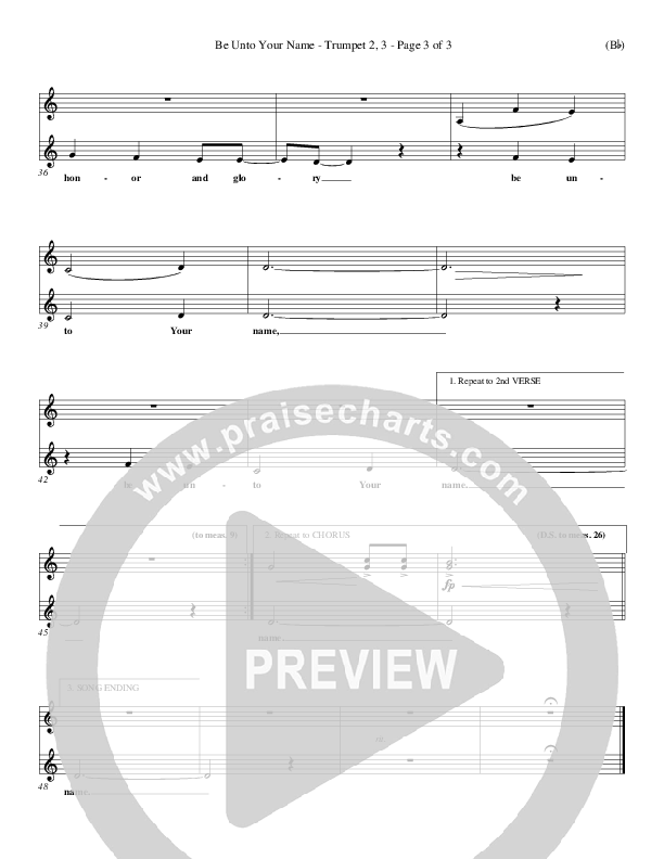 Be Unto Your Name Trumpet 2/3 (Lynn DeShazo)