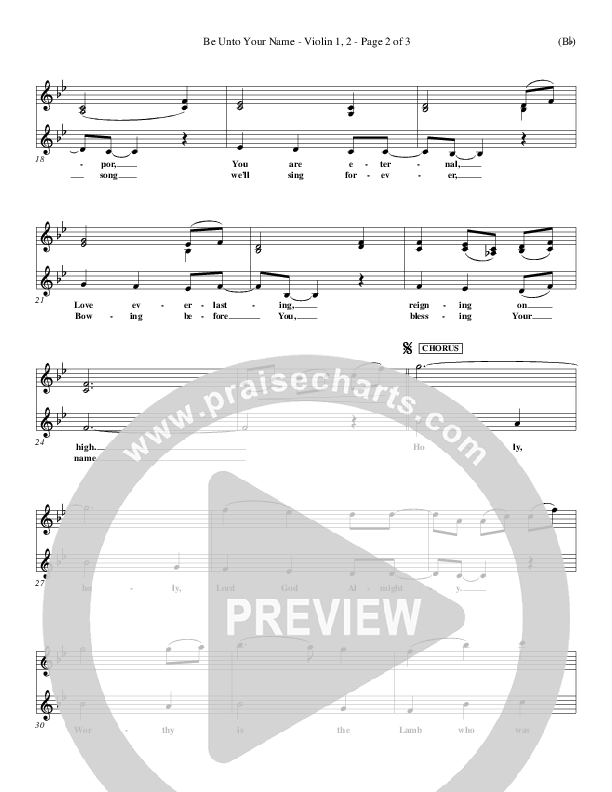 Be Unto Your Name Violin 1/2 (Lynn DeShazo)