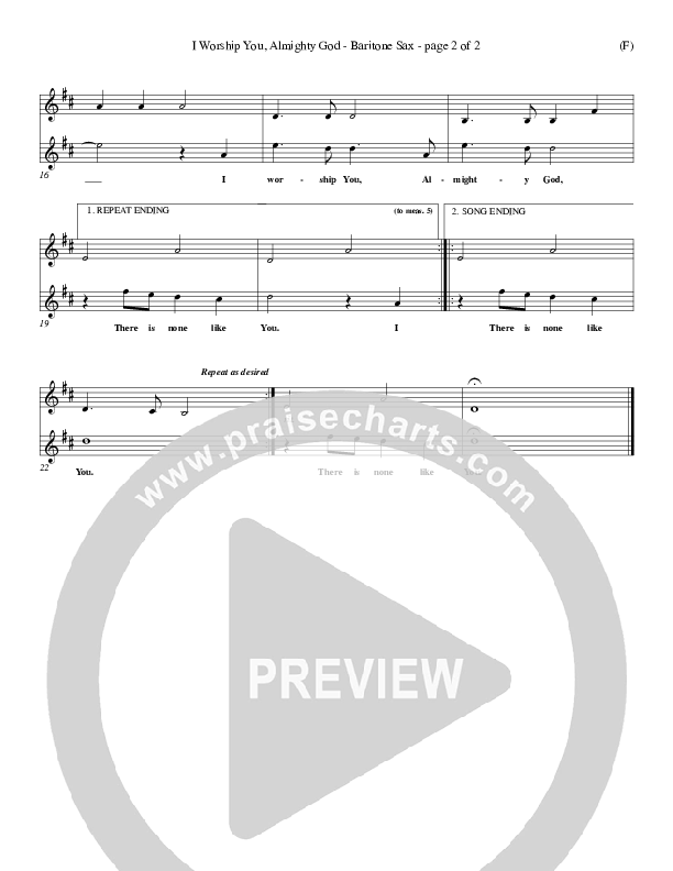 I Worship You Almighty God Bari Sax (Sondra Corbett)