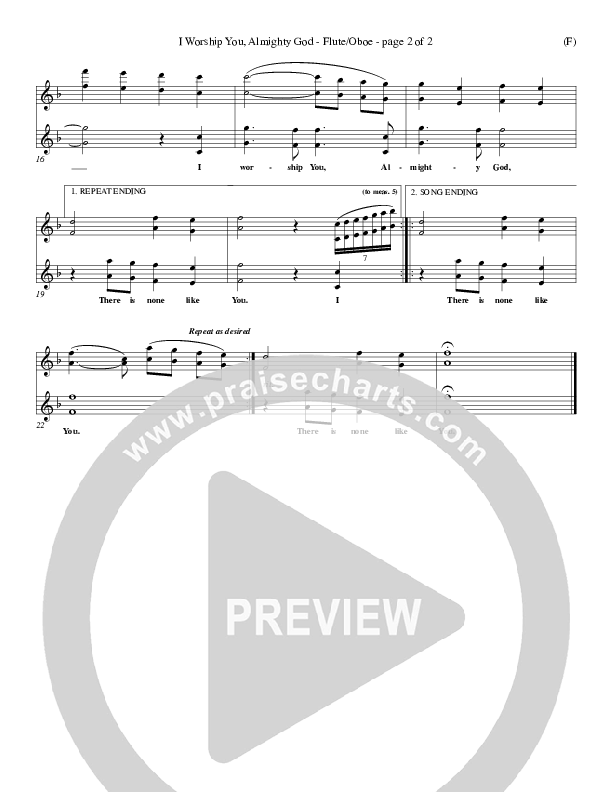 I Worship You Almighty God Flute/Oboe (Sondra Corbett)