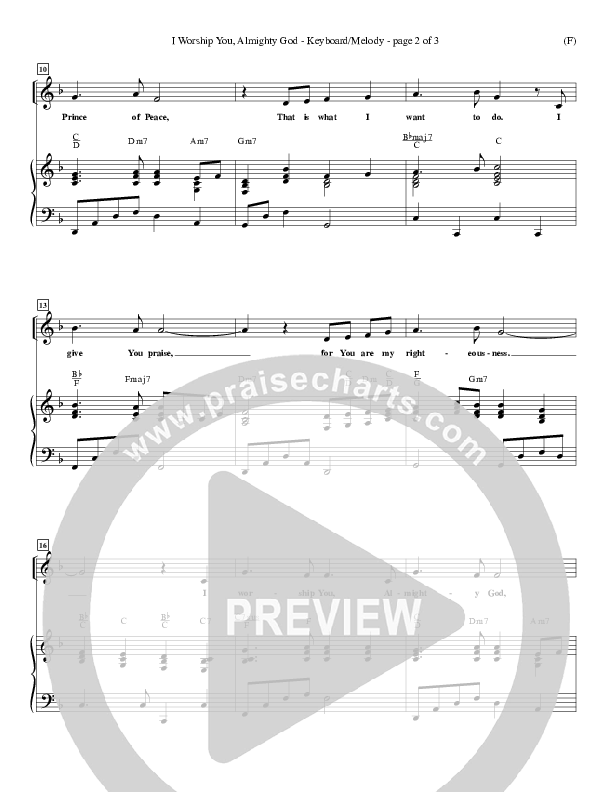 I Worship You Almighty God Lead Sheet (Sondra Corbett)