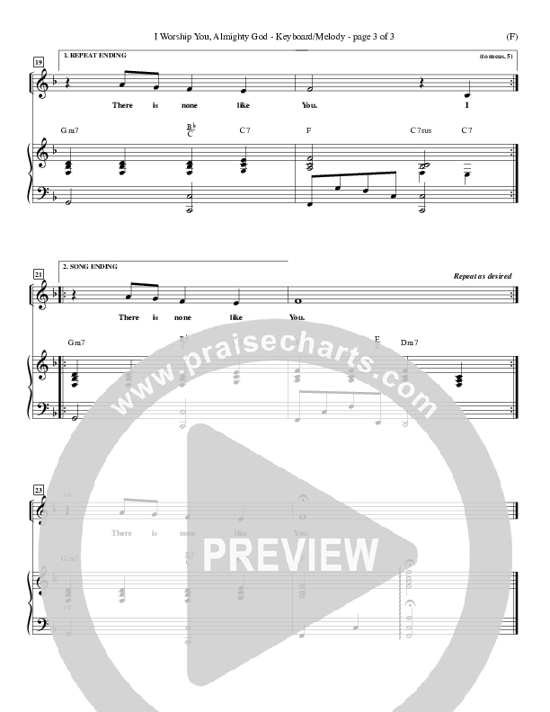 I Worship You Almighty God Lead Sheet (Sondra Corbett)