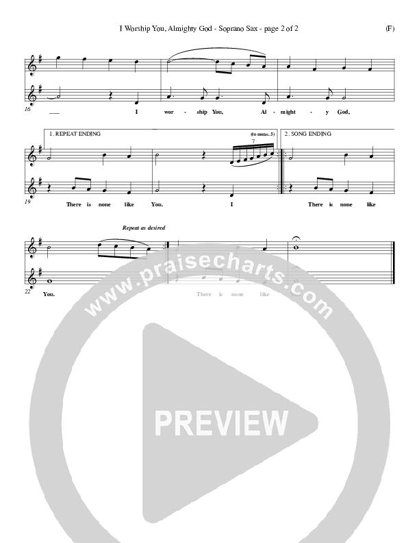 I Worship You Almighty God Soprano Sax (Sondra Corbett)