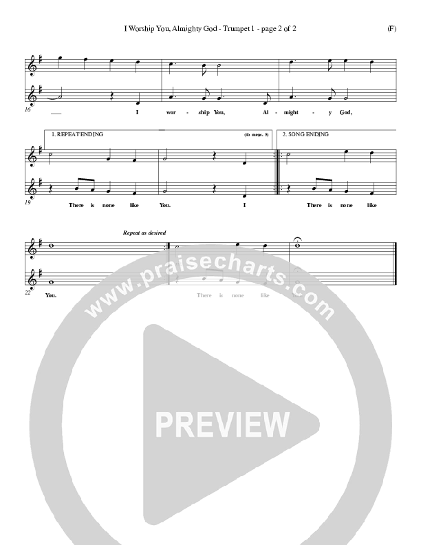 I Worship You Almighty God Trumpet 1 (Sondra Corbett)