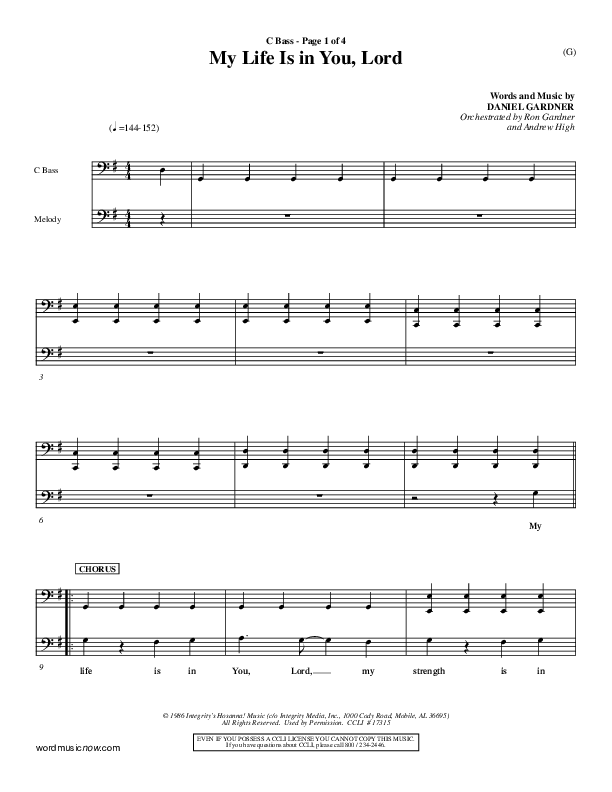 My Life Is In You Contrabass (Daniel Gardner)