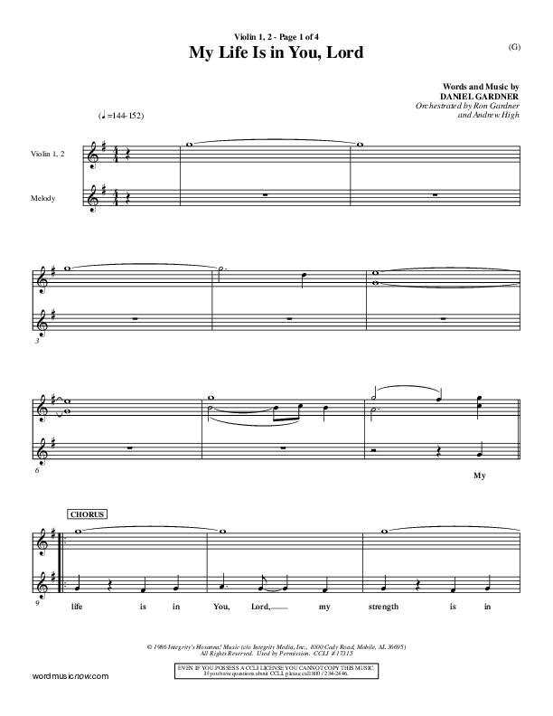 My Life Is In You Violin 1/2 (Daniel Gardner)