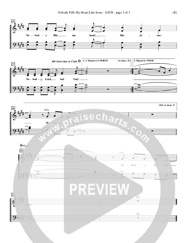 Nobody Fills My Heart Like Jesus Choir Vocals (SATB) (Dennis Jernigan)
