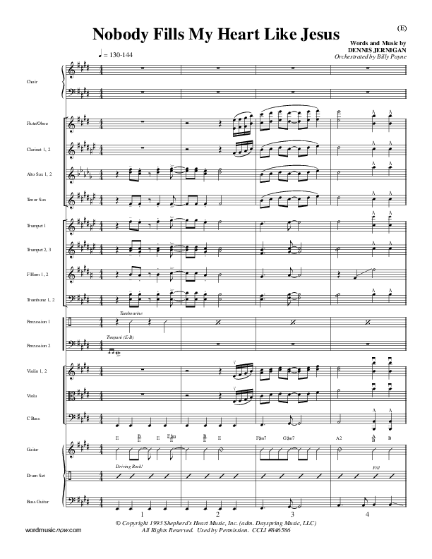 Nobody Fills My Heart Like Jesus Conductor's Score (Dennis Jernigan)