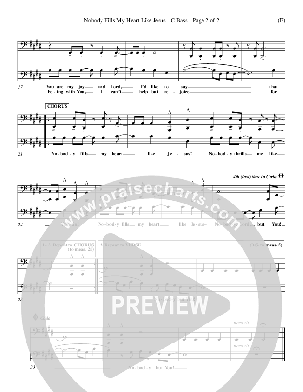 Nobody Fills My Heart Like Jesus Contrabass (Dennis Jernigan)