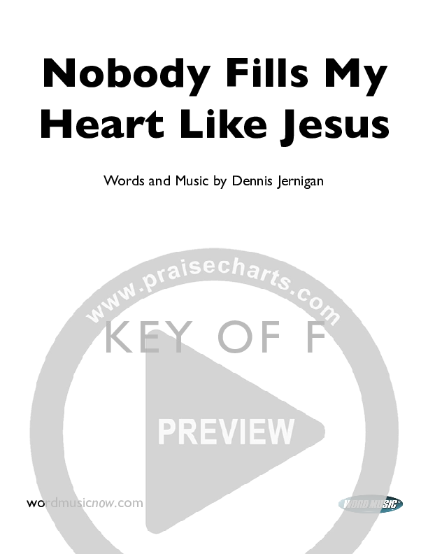 Nobody Fills My Heart Like Jesus Cover Sheet (Dennis Jernigan)