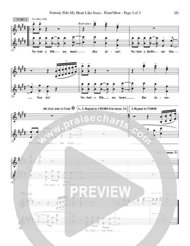 Nobody Fills My Heart Like Jesus Flute/Oboe (Dennis Jernigan)