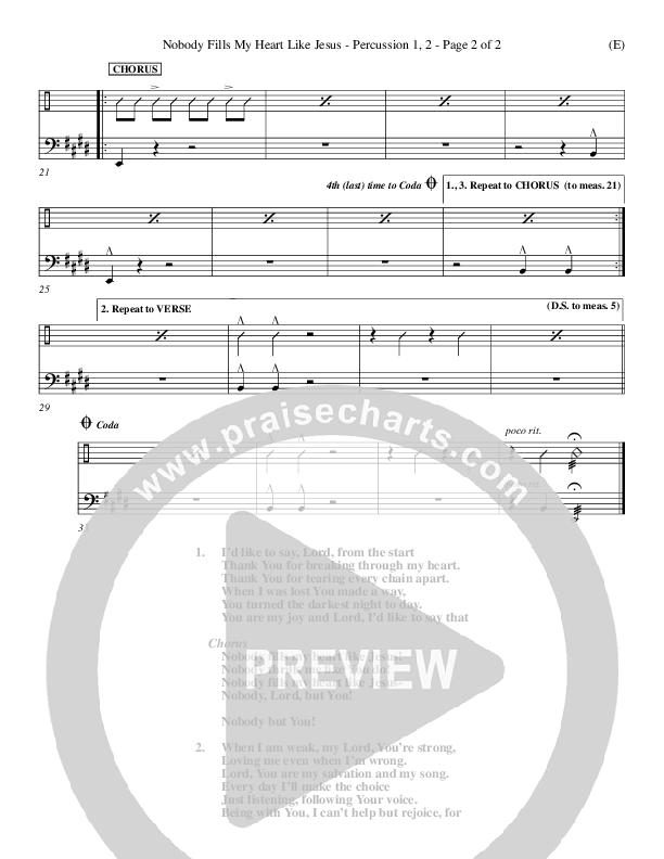 Nobody Fills My Heart Like Jesus Percussion 1/2 (Dennis Jernigan)