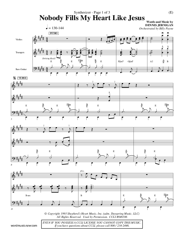 Nobody Fills My Heart Like Jesus Synth (Dennis Jernigan)