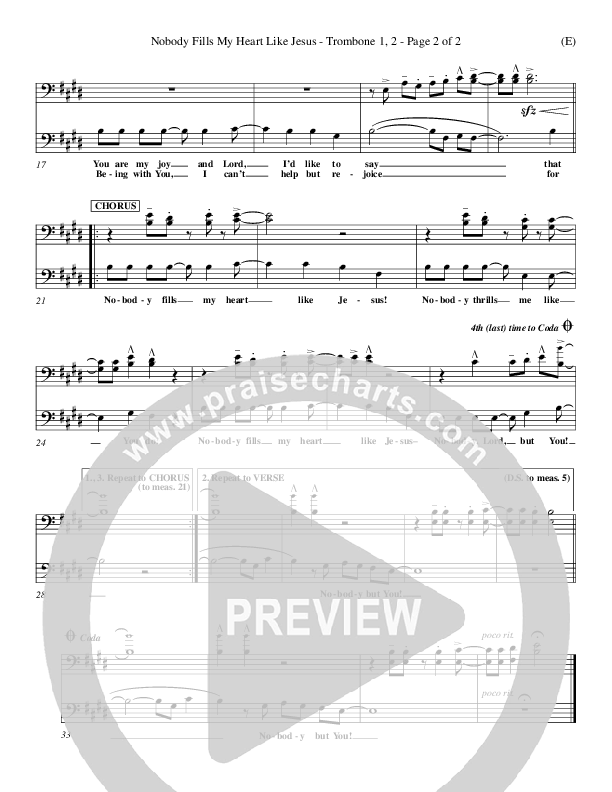 Nobody Fills My Heart Like Jesus Trombone 1/2 (Dennis Jernigan)