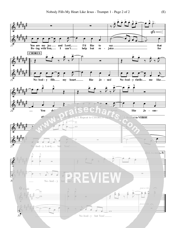 Nobody Fills My Heart Like Jesus Trumpet 1 (Dennis Jernigan)