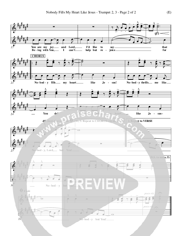 Nobody Fills My Heart Like Jesus Trumpet 2/3 (Dennis Jernigan)