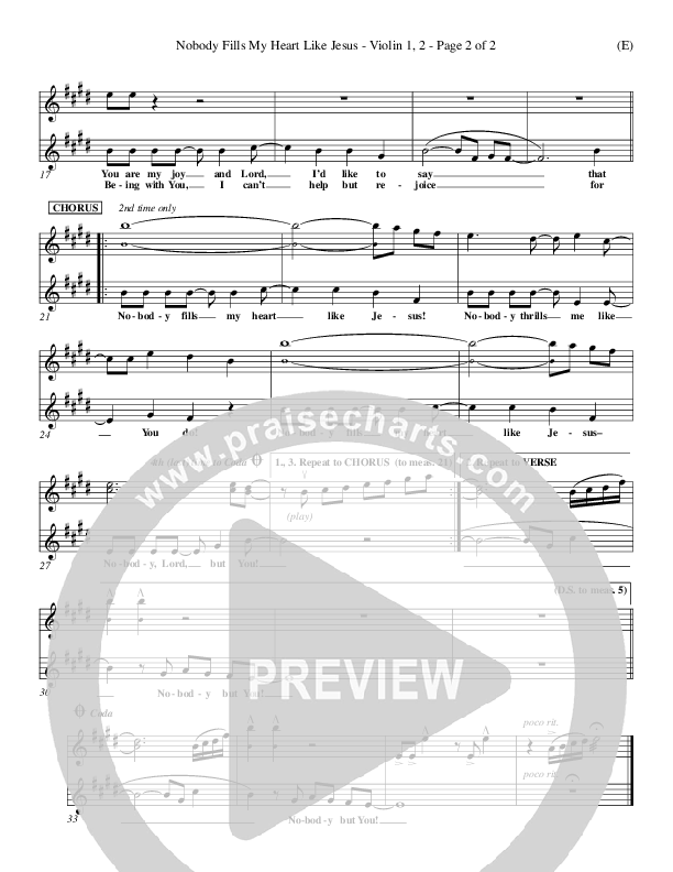 Nobody Fills My Heart Like Jesus Violin 1/2 (Dennis Jernigan)